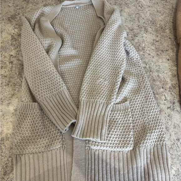 Kismet Sweaters - Kismet Open-Front Waffle Knit Cardigan - Beige